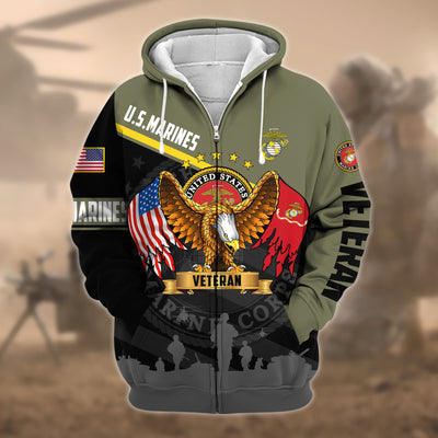 Premium Proudly Served US Veteran Zip Hoodie