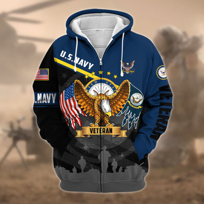 Premium Proudly Served US Veteran Zip Hoodie