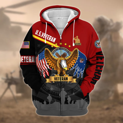 Premium Proudly Served US Veteran Zip Hoodie