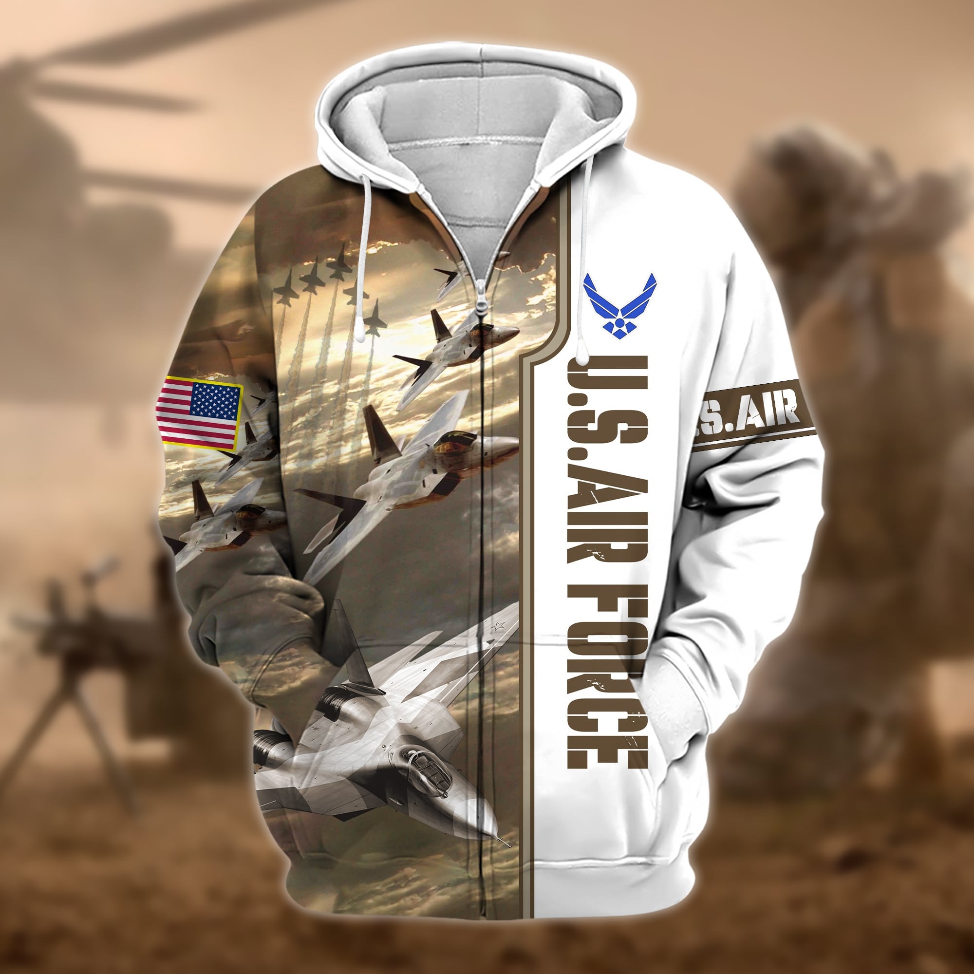 Premium Honoring All Who Served US Veteran Zip Hoodie