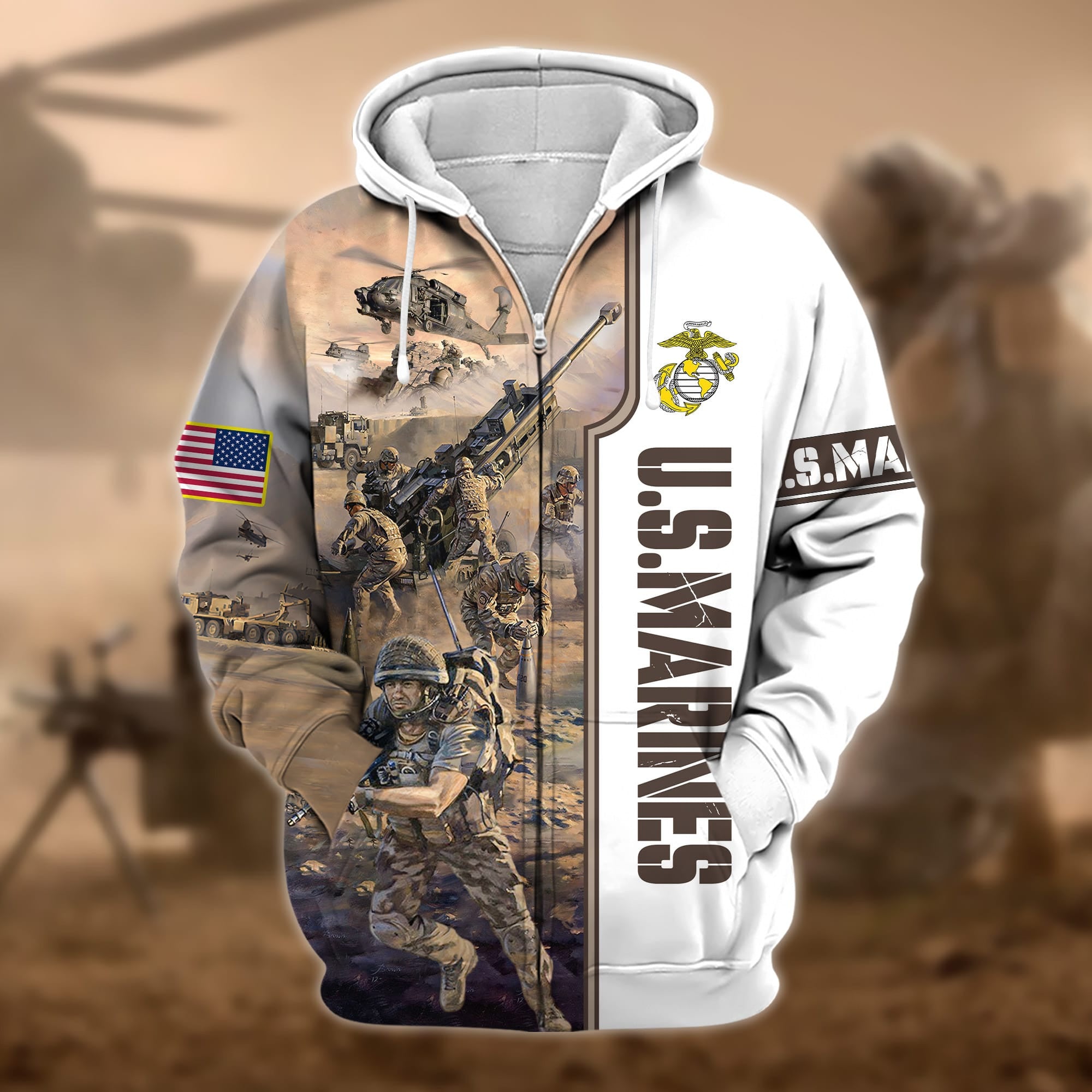 Premium Honoring All Who Served US Veteran Zip Hoodie