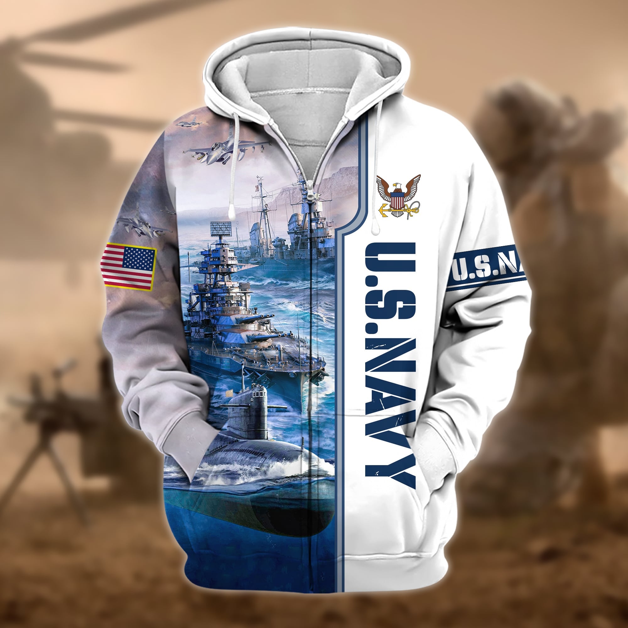 Premium Honoring All Who Served US Veteran Zip Hoodie