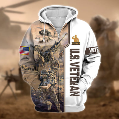 Premium Honoring All Who Served US Veteran Zip Hoodie