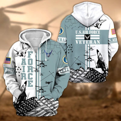 Premium Proudly Served US Veteran Zip Hoodie