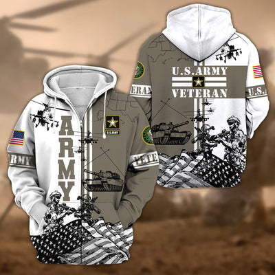 Premium Proudly Served US Veteran Zip Hoodie