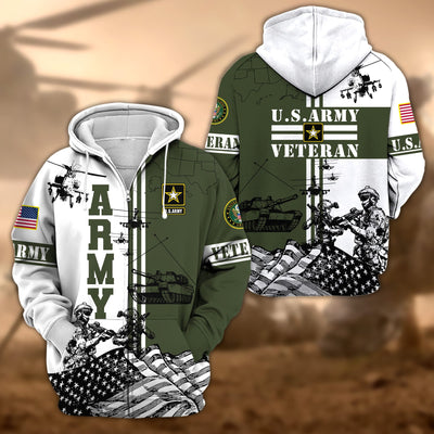 Premium Proudly Served US Veteran Zip Hoodie