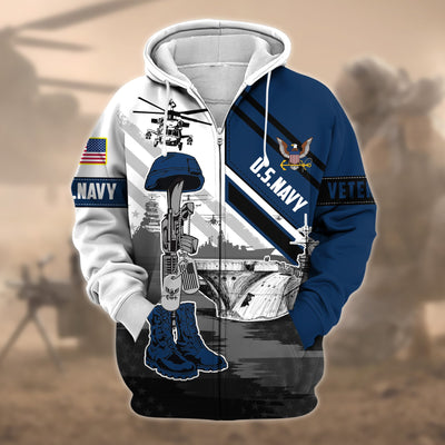 Premium Honoring All Who Served US Veteran Zip Hoodie