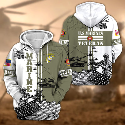 Premium Proudly Served US Veteran Zip Hoodie