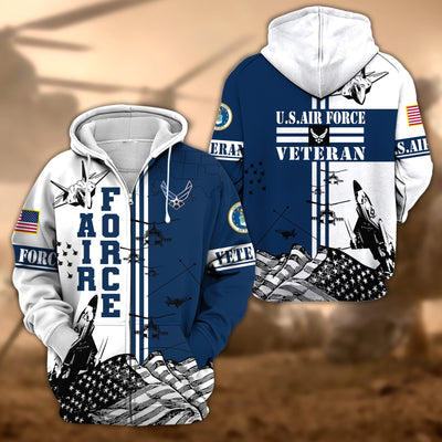 Premium Proudly Served US Veteran Zip Hoodie