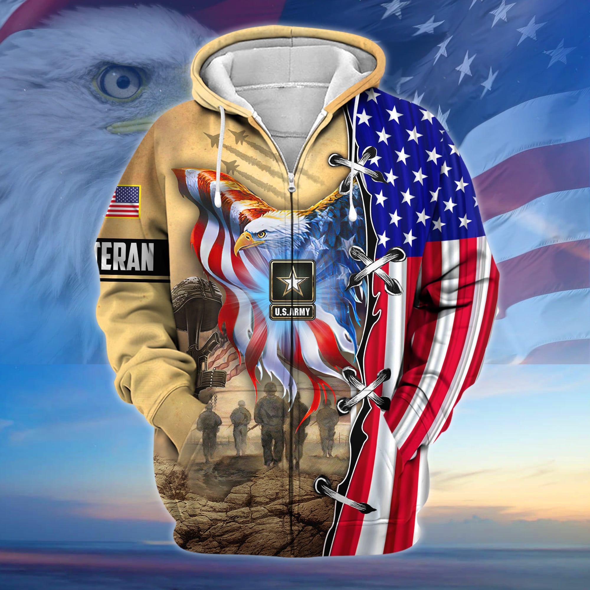 Premium Honoring All Who Served US Veteran Zip Hoodie
