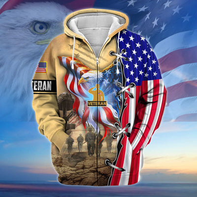 Premium Honoring All Who Served US Veteran Zip Hoodie