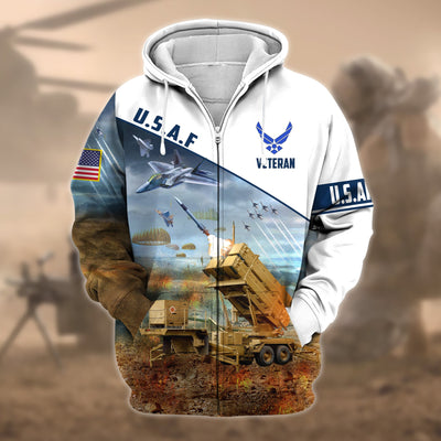 Premium Proudly Served US Veteran Zip Hoodie