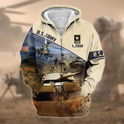 Premium Proudly Served US Veteran Zip Hoodie