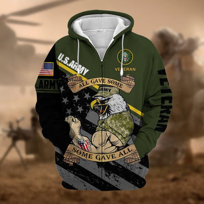 Premium US Military Services US Veteran Zip Hoodie