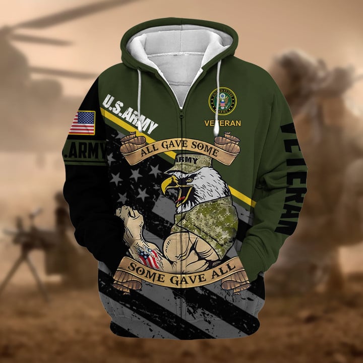 Premium US Military Services US Veteran Zip Hoodie