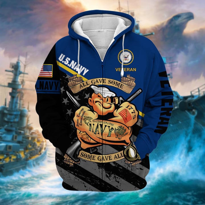 Premium US Military Services US Veteran Zip Hoodie