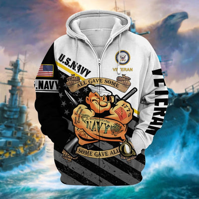 Premium US Military Services US Veteran Zip Hoodie