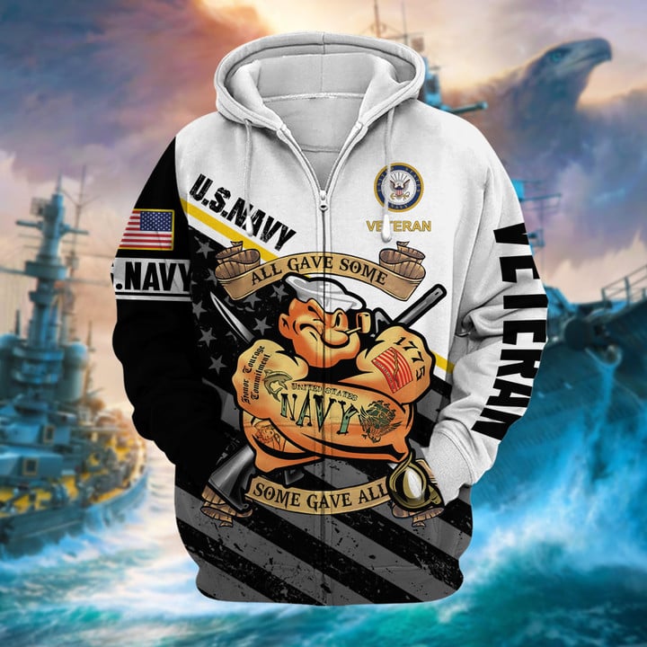 Premium US Military Services US Veteran Zip Hoodie
