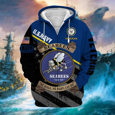 Premium US Military Services US Veteran Zip Hoodie