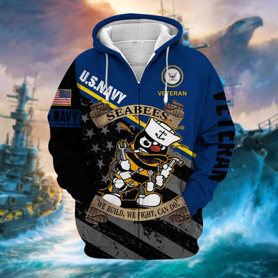 Premium US Military Services US Veteran Zip Hoodie