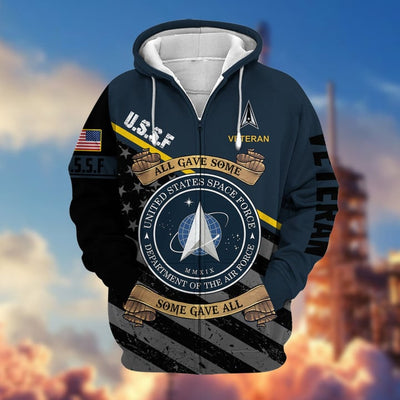 Premium US Military Services US Veteran Zip Hoodie
