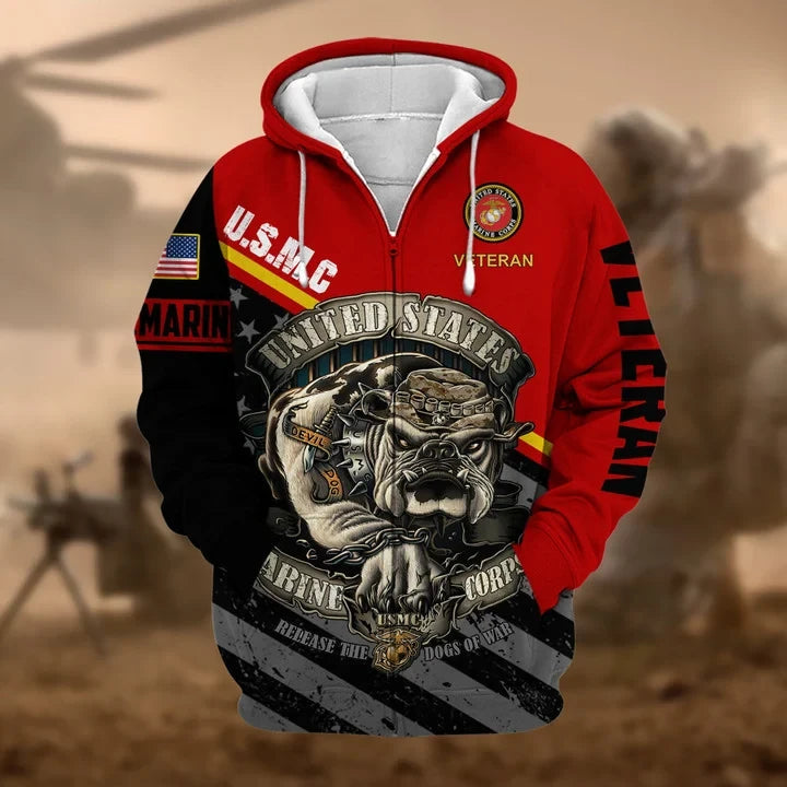Premium US Military Services US Veteran Zip Hoodie