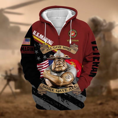 Premium US Military Services US Veteran Zip Hoodie