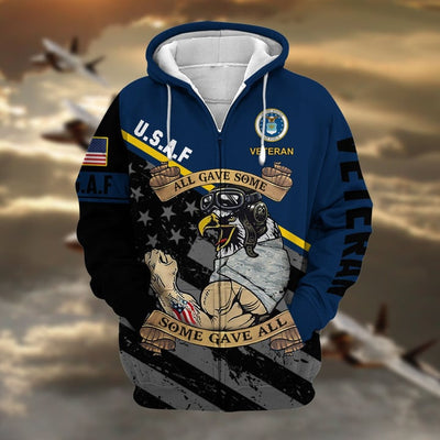 Premium US Military Services US Veteran Zip Hoodie