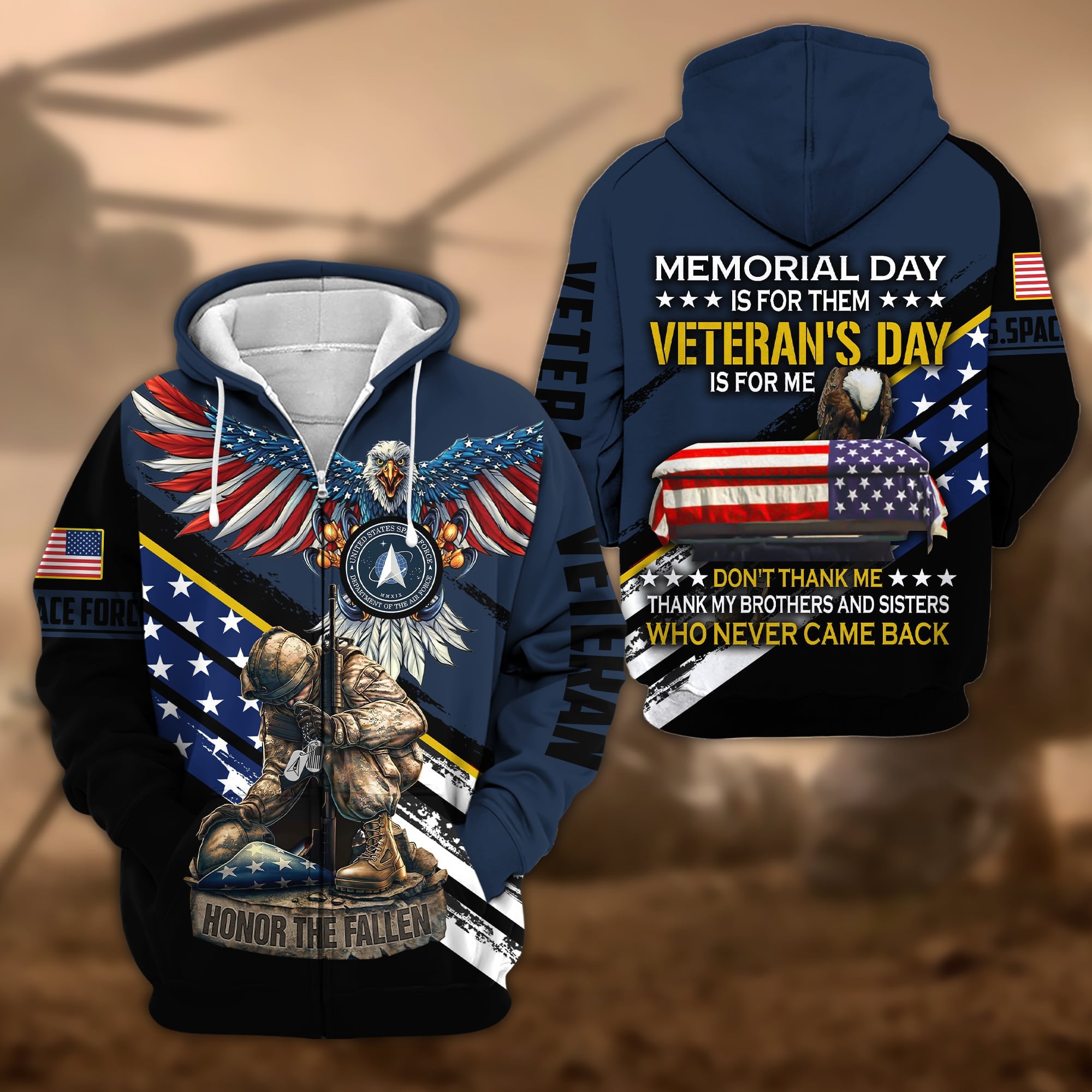 Premium Memorial Day Is For Them Veteran's Day Is For Me US Veteran Zip Hoodie