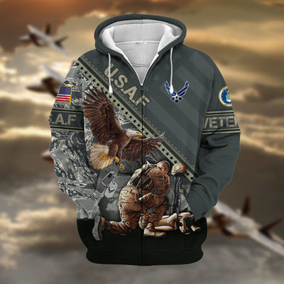 Premium Proudly Served US Veteran Zip Hoodie