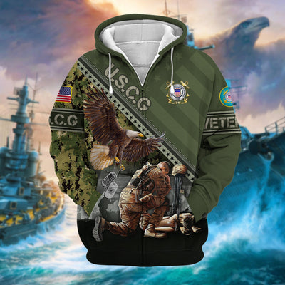 Premium Proudly Served US Veteran Zip Hoodie