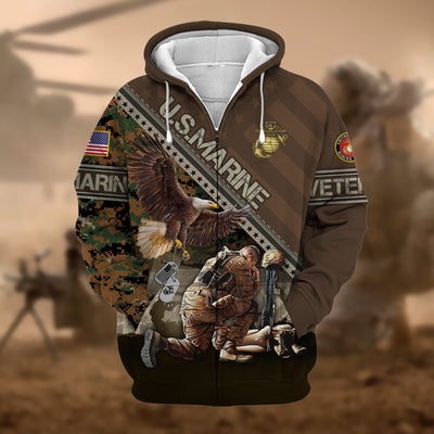 Premium Proudly Served US Veteran Zip Hoodie