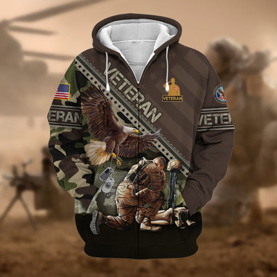 Premium Proudly Served US Veteran Zip Hoodie