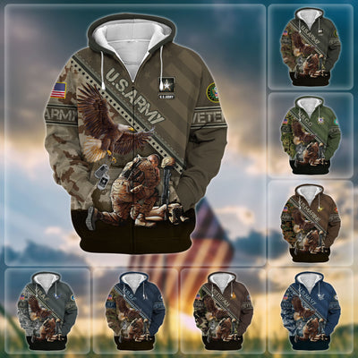 Premium Proudly Served US Veteran Zip Hoodie