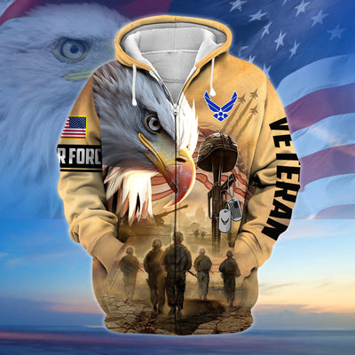 Premium Honoring All Who Served US Veteran Zip Hoodie