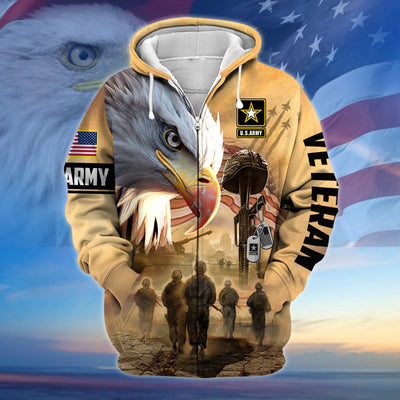 Premium Honoring All Who Served US Veteran Zip Hoodie