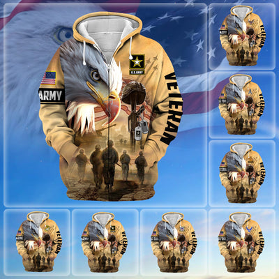 Premium Honoring All Who Served US Veteran Zip Hoodie