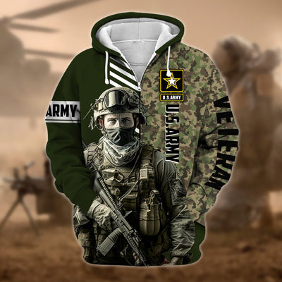 Premium Camo Soldiers US Veteran Zip Hoodie