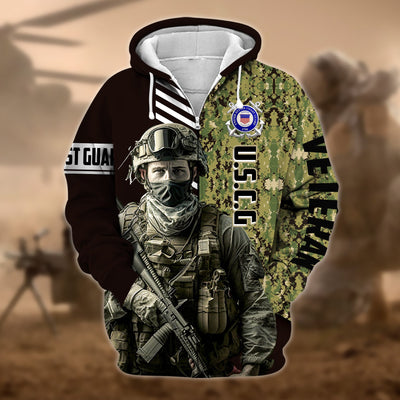 Premium Camo Soldiers US Veteran Zip Hoodie