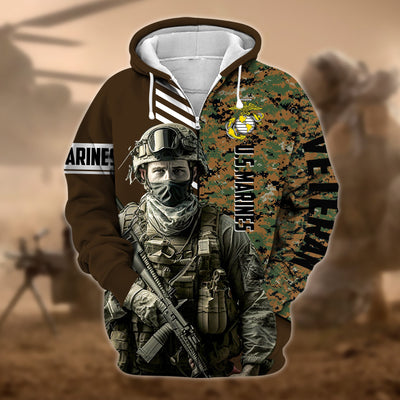 Premium Camo Soldiers US Veteran Zip Hoodie