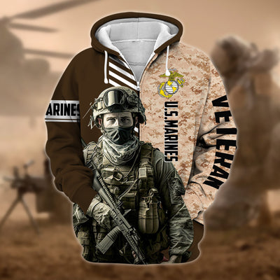 Premium Camo Soldiers US Veteran Zip Hoodie
