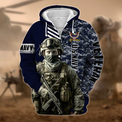Premium Camo Soldiers US Veteran Zip Hoodie