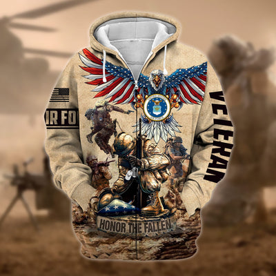 Premium Honoring All Who Served US Veteran Zip Hoodie