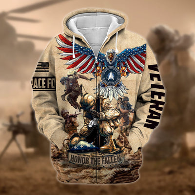 Premium Honoring All Who Served US Veteran Zip Hoodie
