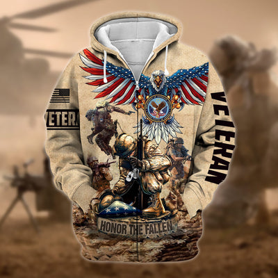 Premium Honoring All Who Served US Veteran Zip Hoodie