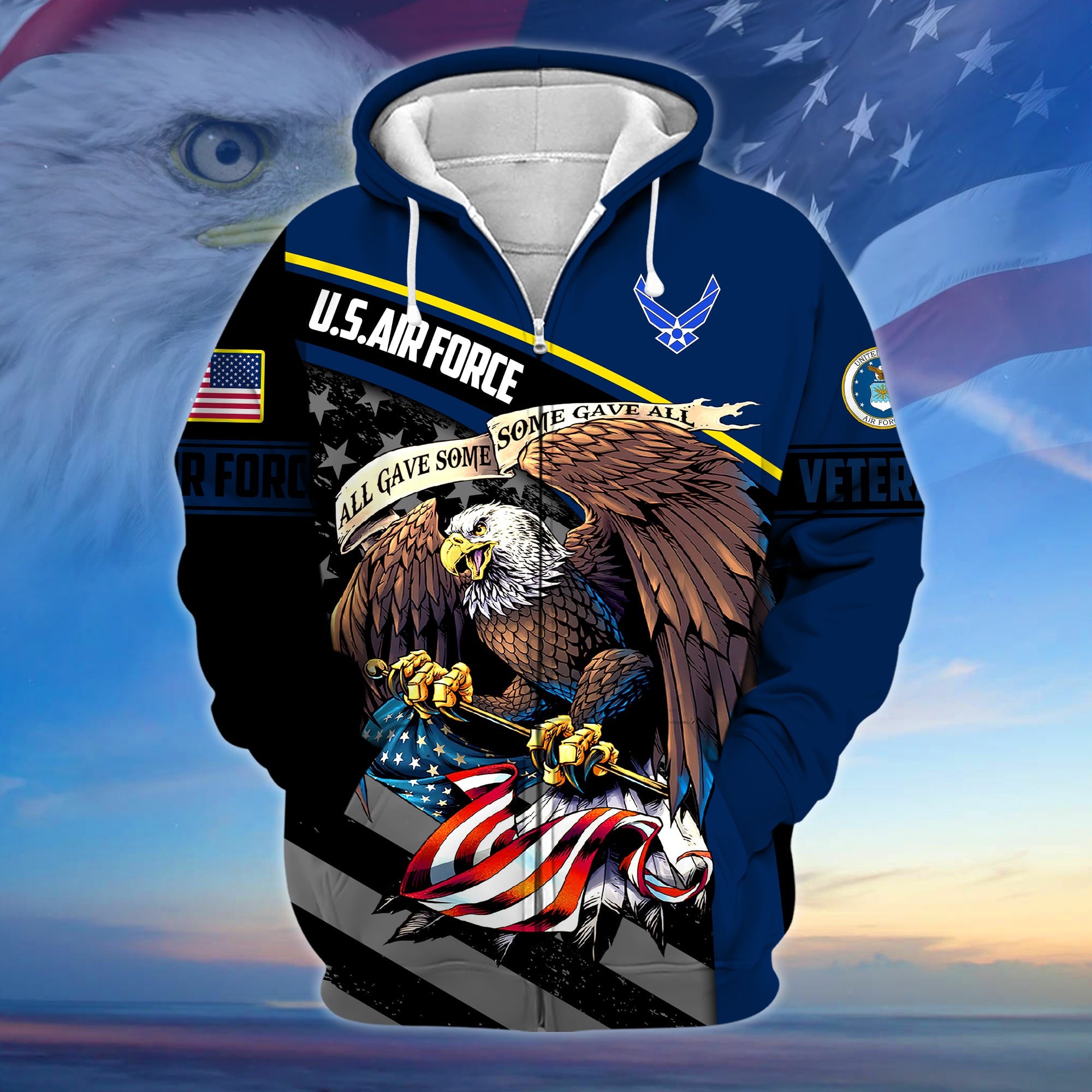 Premium All Gave Some Some Gave All US Veteran Zip Hoodie