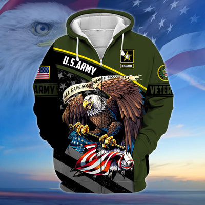 Premium All Gave Some Some Gave All US Veteran Zip Hoodie