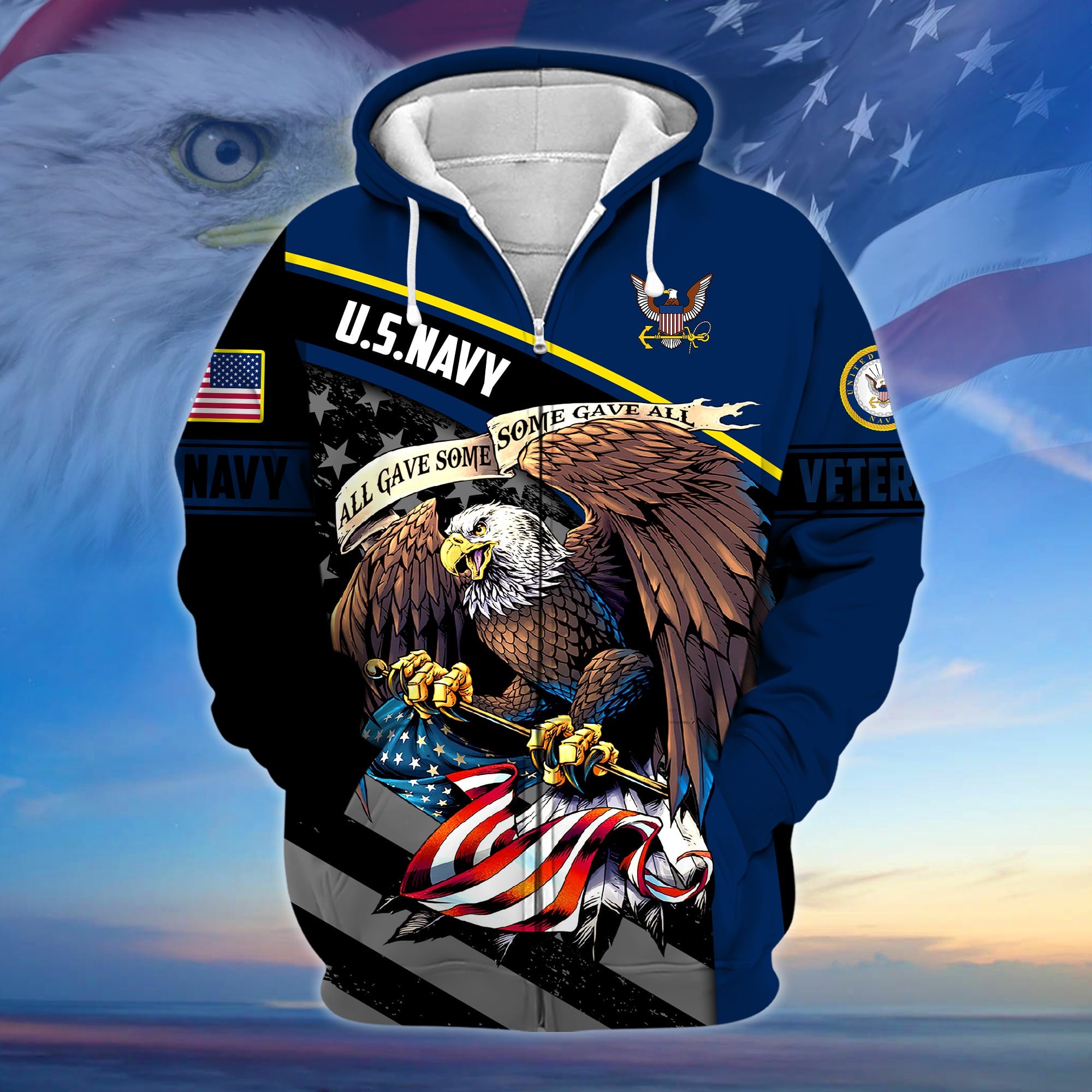Premium All Gave Some Some Gave All US Veteran Zip Hoodie