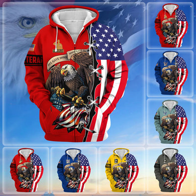 Premium US Veteran Zip Hoodie