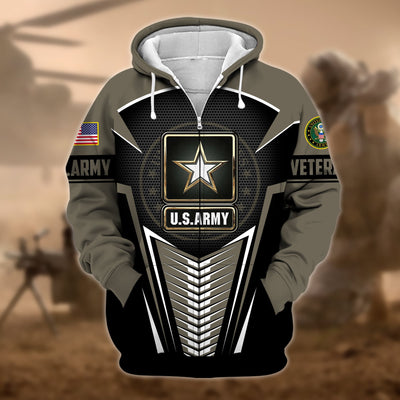 Premium Proudly Served US Veteran Zip Hoodie